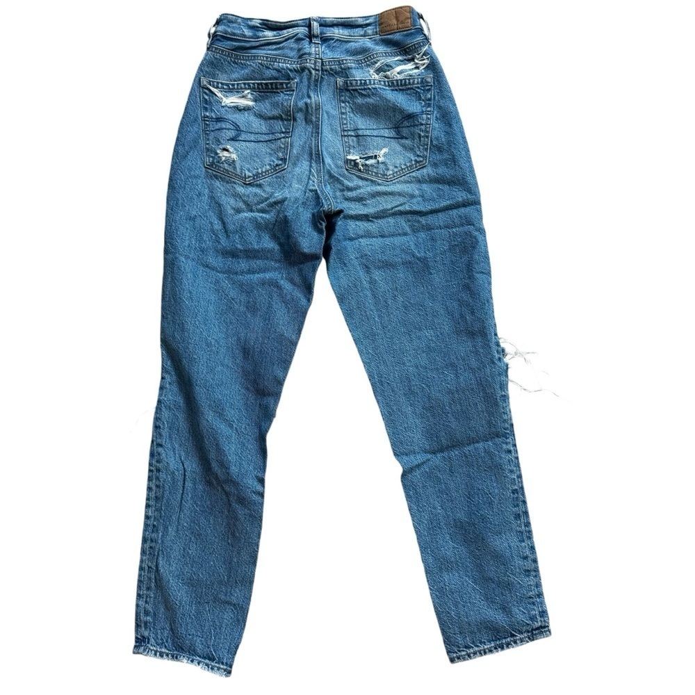 American Eagle AEO Women's Mom Straight Jeans Size 2 Distressed Blue Denim - Picture 2 of 11